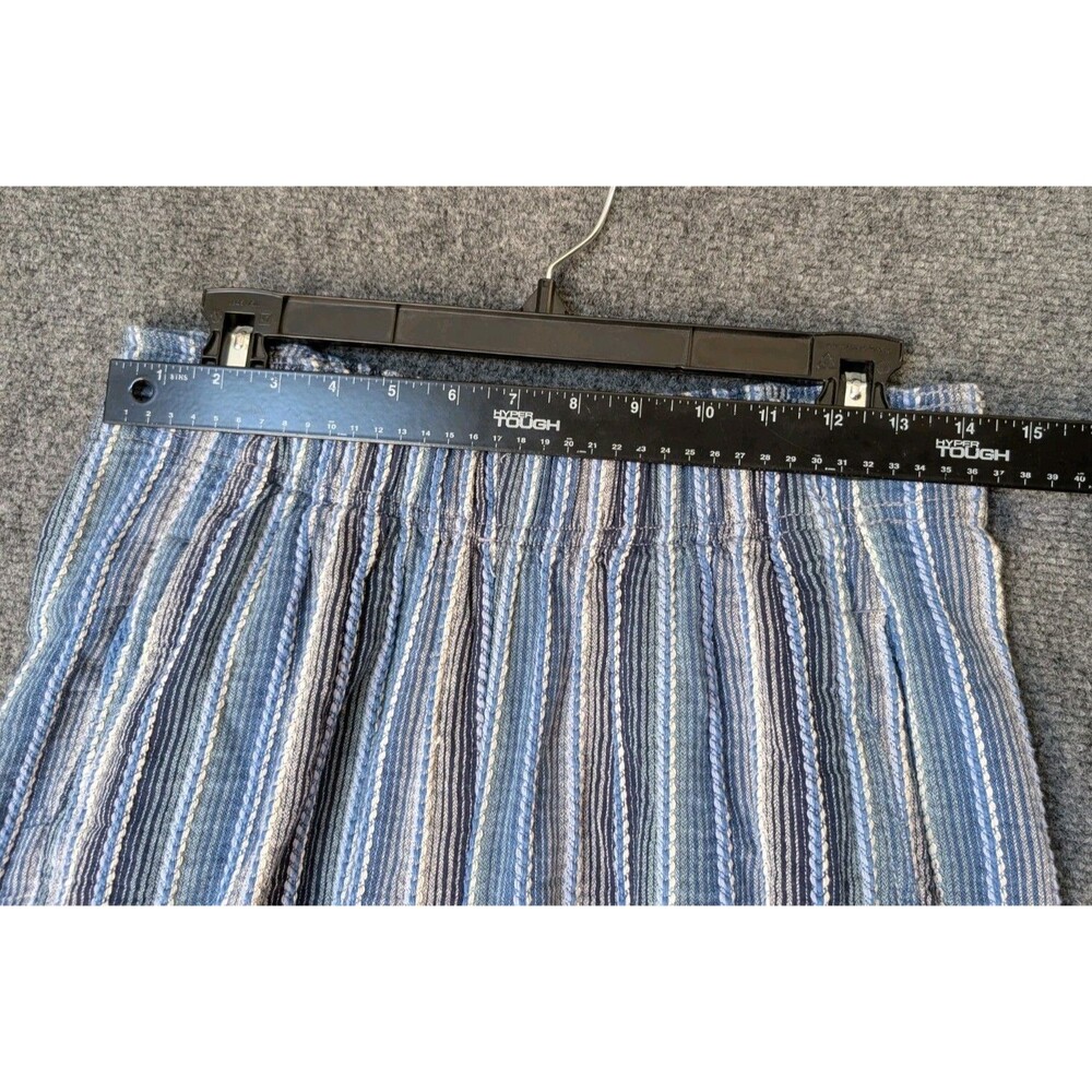 Free People Days End Cotton/Linen Stripe Pants Small Wide Leg Blue - Picture 7 of 12